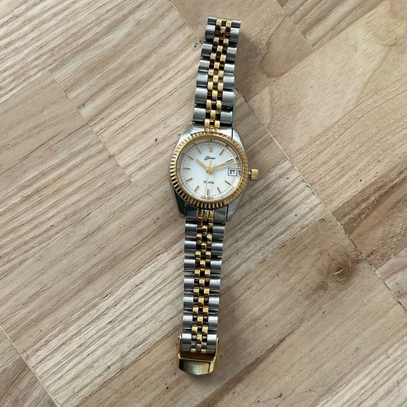 Belair Ladies Watch RARE Vintage Two Tone Bracelet White Dial Date Window - Picture 7 of 17